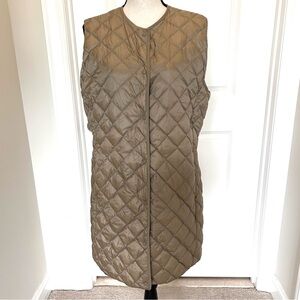 Uniqlo Ultra Light Long Tan Quilted Packable Down Vest SZ XL